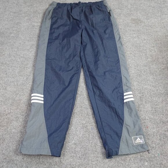 Adidas Mens Pants Large Blue Nylon Vintage Lined 1999 Drawstring - Picture 1 of 11
